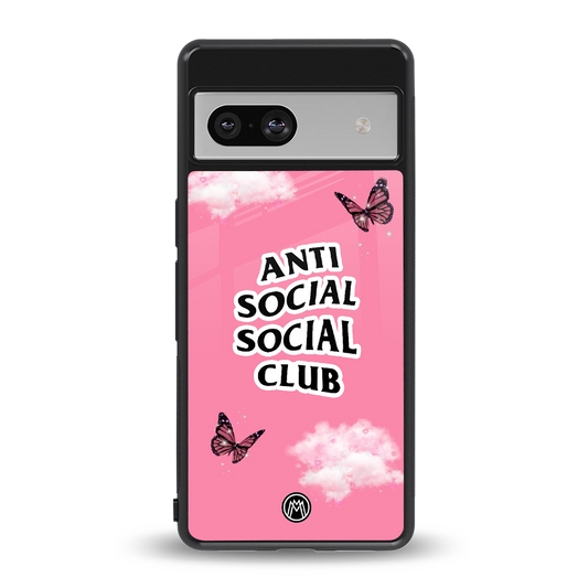 anti social social club pink edition back phone cover | glass case for Google Pixel 7A