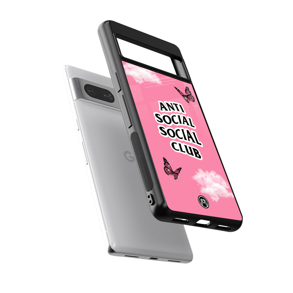 anti social social club pink edition back phone cover | glass case for Google Pixel 7A