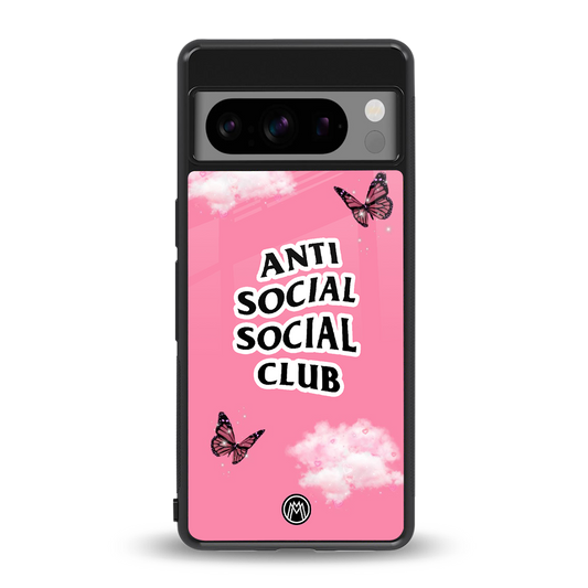 anti social social club pink edition back phone cover | glass case for google pixel 8 pro