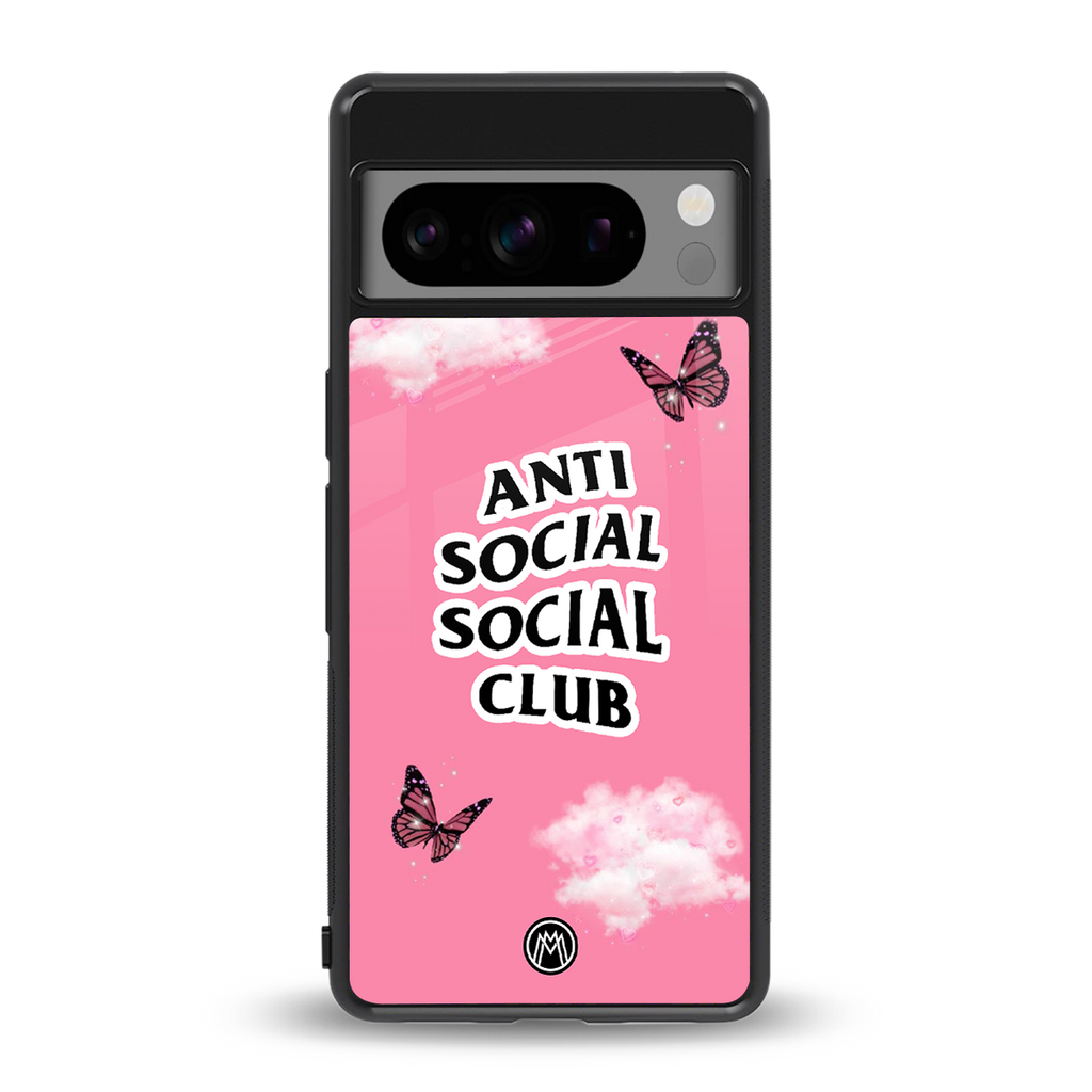 anti social social club pink edition back phone cover | glass case for google pixel 8 pro