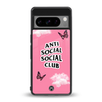 anti social social club pink edition back phone cover | glass case for google pixel 8 pro