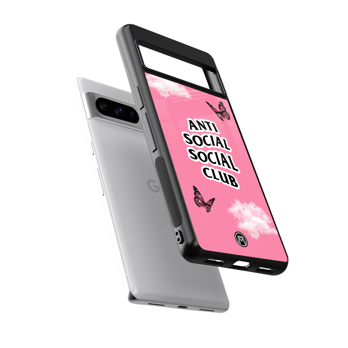 anti social social club pink edition back phone cover | glass case for google pixel 8 pro