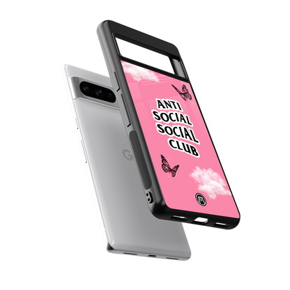 anti social social club pink edition back phone cover | glass case for google pixel 8 pro
