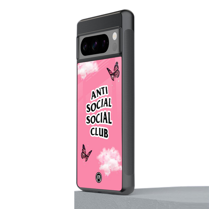 anti social social club pink edition back phone cover | glass case for google pixel 8 pro