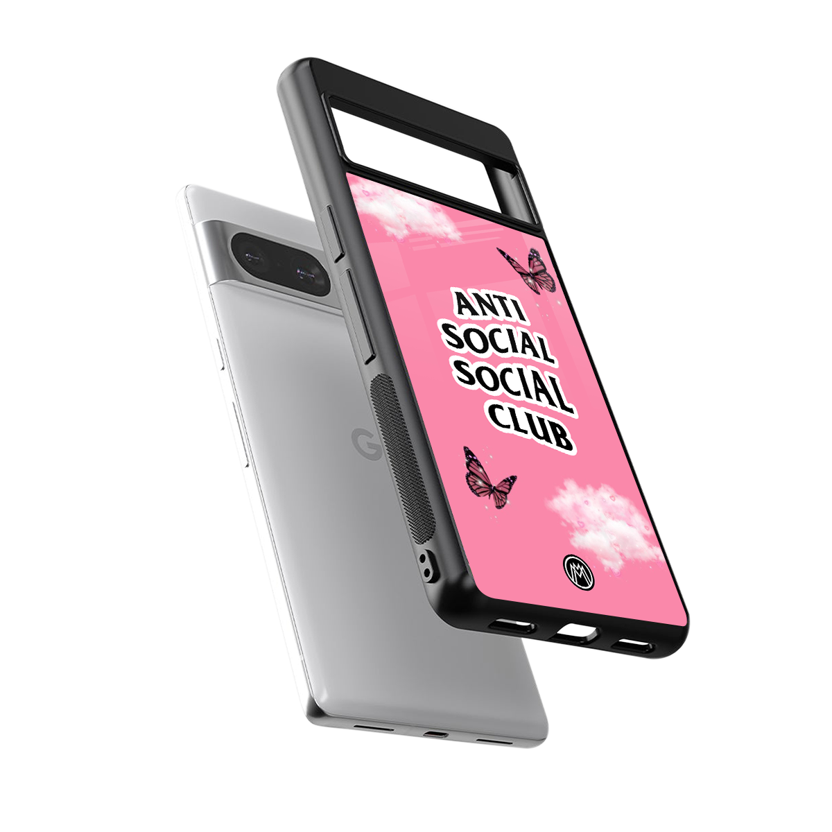 anti social social club pink edition back phone cover | glass case for Google Pixel 8
