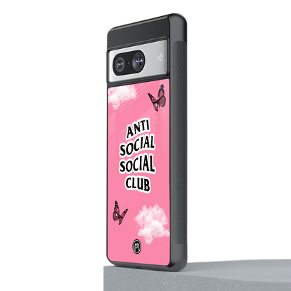 anti social social club pink edition back phone cover | glass case for Google Pixel 8