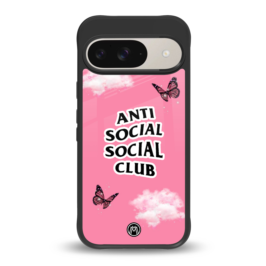 anti social social club pink edition back phone cover | glass case for google pixel 9