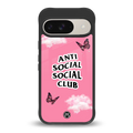 anti social social club pink edition back phone cover | glass case for google pixel 9