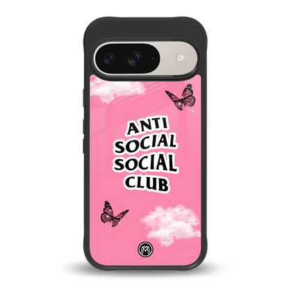 anti social social club pink edition back phone cover | glass case for google pixel 9