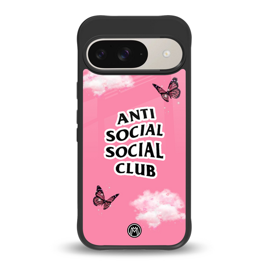 anti social social club pink edition back phone cover | glass case for google pixel 9