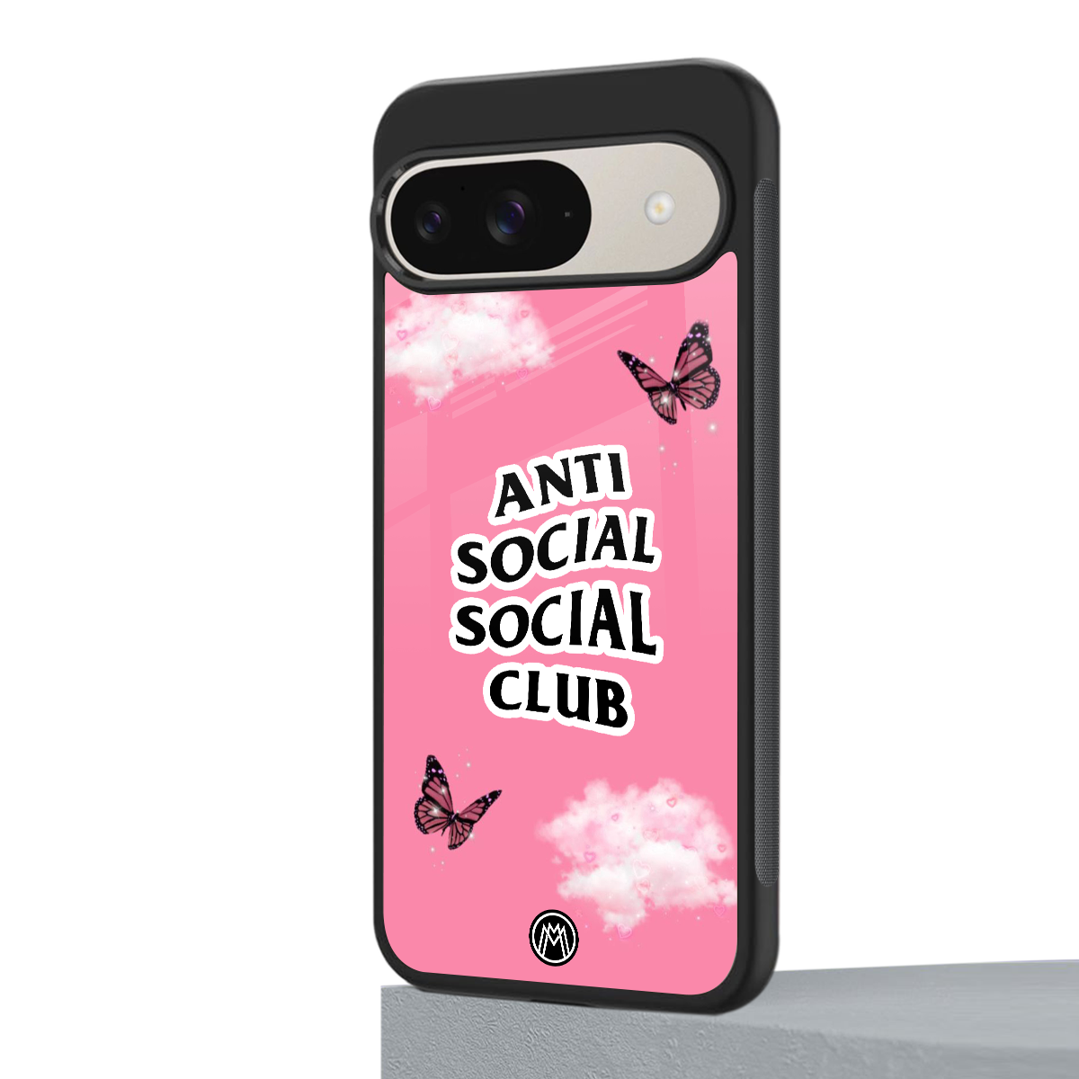 anti social social club pink edition back phone cover | glass case for google pixel 9