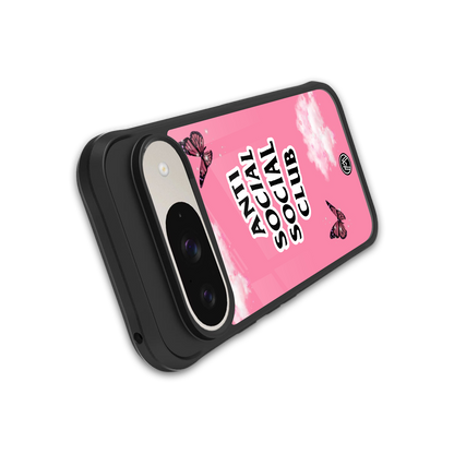 anti social social club pink edition back phone cover | glass case for google pixel 9