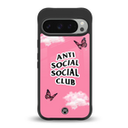 anti social social club pink edition back phone cover | glass case for google pixel 9 pro