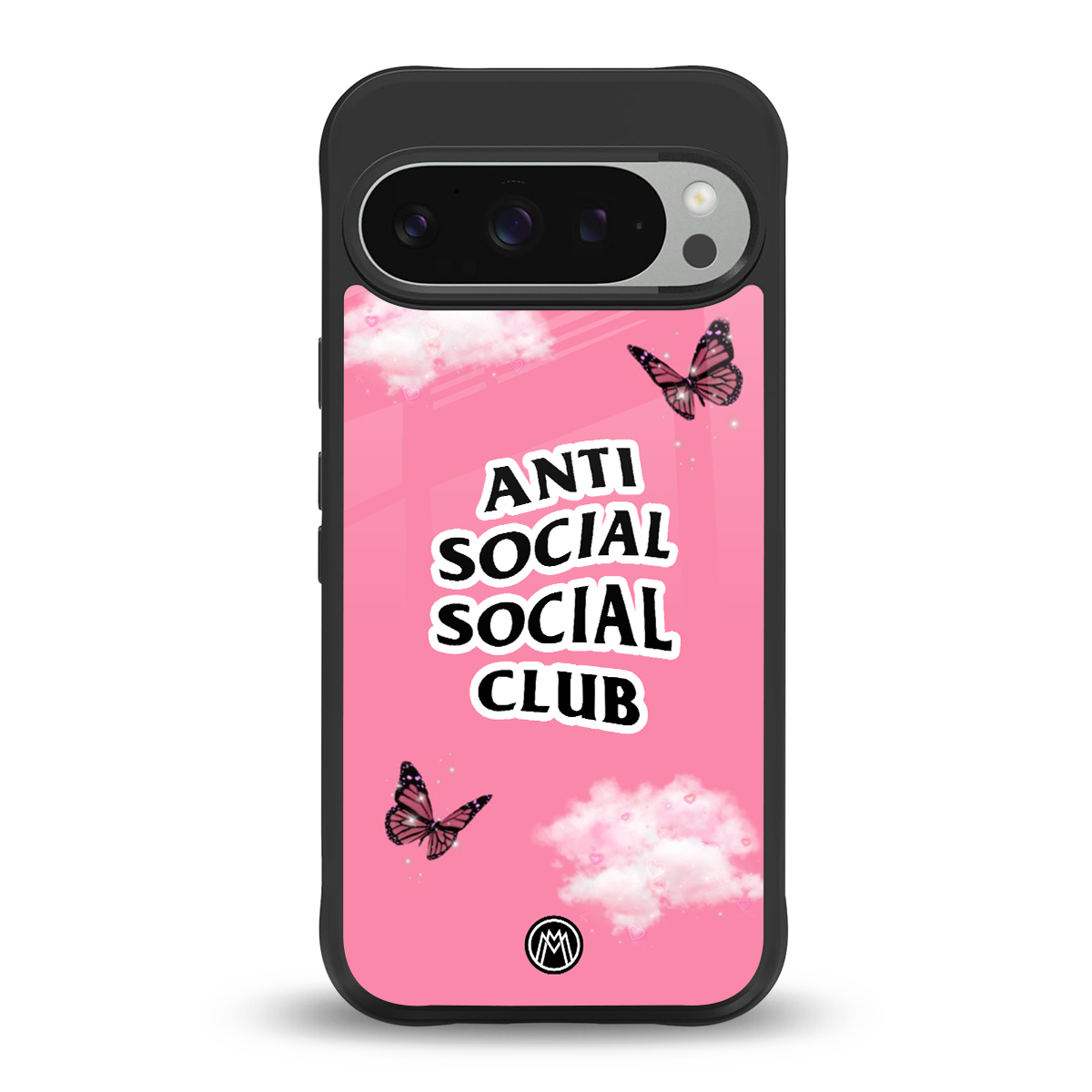 anti social social club pink edition back phone cover | glass case for google pixel 9 pro xl