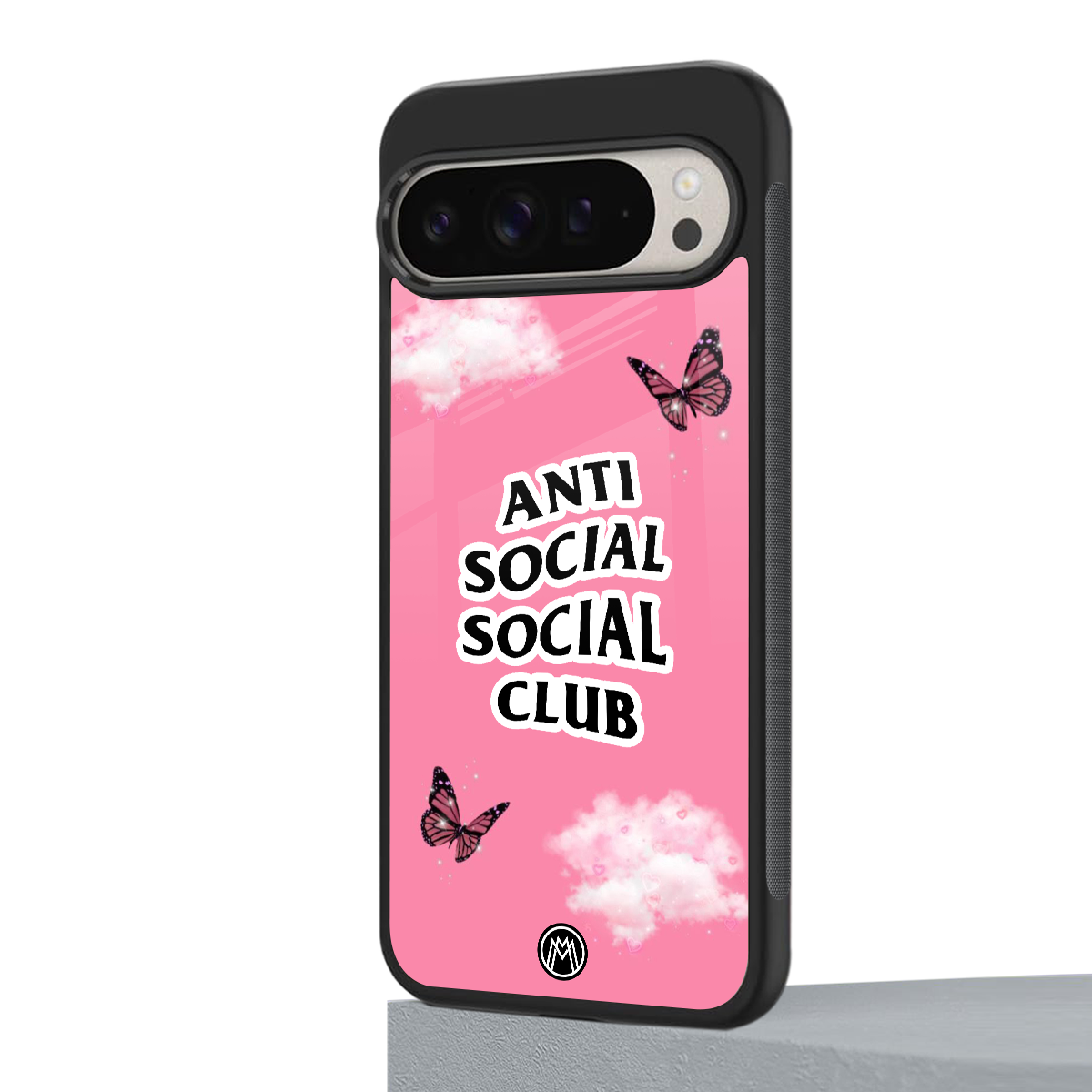 anti social social club pink edition back phone cover | glass case for google pixel 9 pro xl