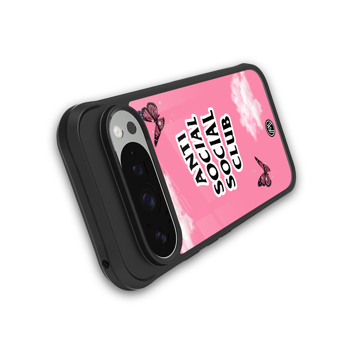 anti social social club pink edition back phone cover | glass case for google pixel 9 pro xl