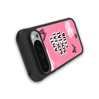 anti social social club pink edition back phone cover | glass case for google pixel 9 pro xl