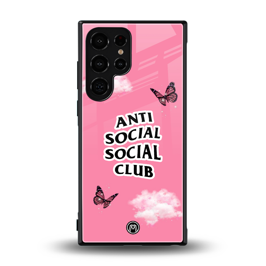 anti social social club pink edition back phone cover | glass case for samsung galaxy s24 ultra