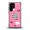 anti social social club pink edition back phone cover | glass case for samsung galaxy s24 ultra