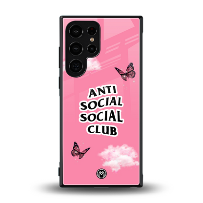 anti social social club pink edition back phone cover | glass case for samsung galaxy s24 ultra