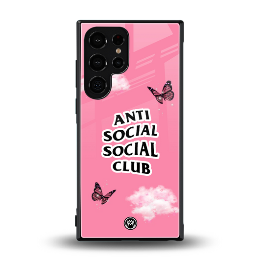 anti social social club pink edition back phone cover | glass case for samsung galaxy s24 ultra