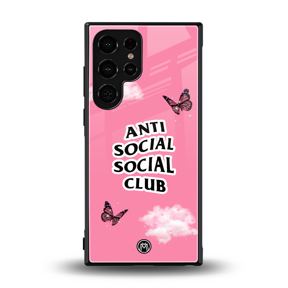 anti social social club pink edition back phone cover | glass case for samsung galaxy s23 ultra