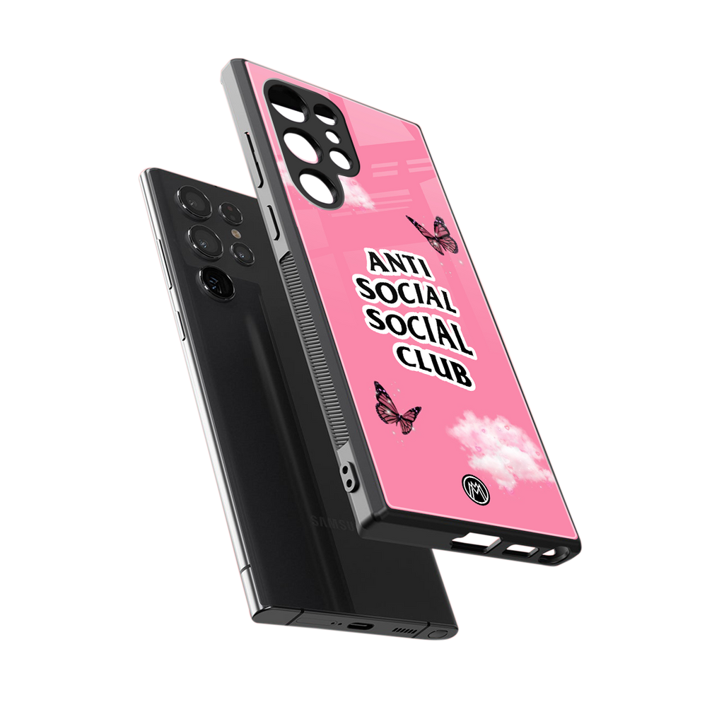 anti social social club pink edition back phone cover | glass case for samsung galaxy s24 ultra