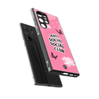 anti social social club pink edition back phone cover | glass case for samsung galaxy s24 ultra