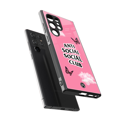 anti social social club pink edition back phone cover | glass case for samsung galaxy s24 ultra