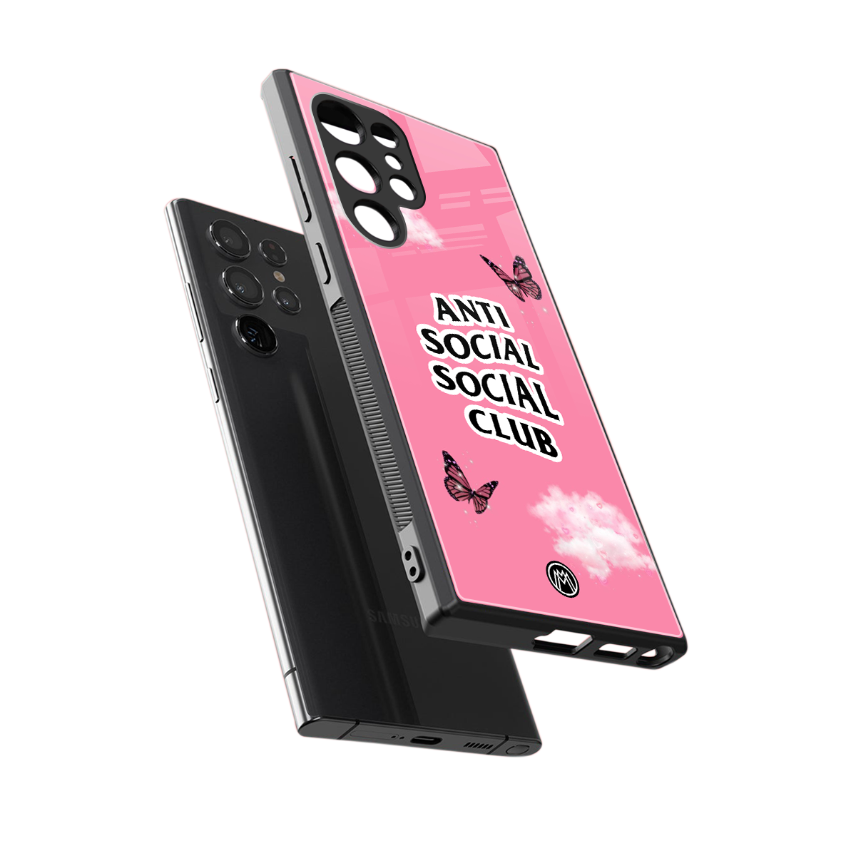 anti social social club pink edition back phone cover | glass case for samsung galaxy s23 ultra