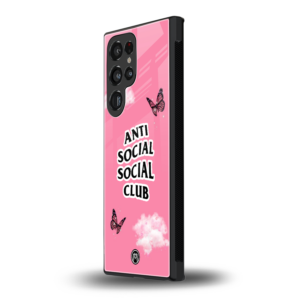 anti social social club pink edition back phone cover | glass case for samsung galaxy s24 ultra
