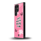 anti social social club pink edition back phone cover | glass case for samsung galaxy s24 ultra