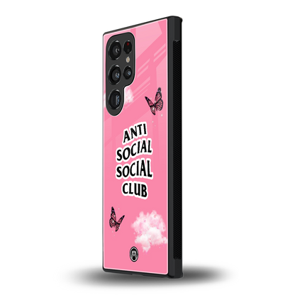 anti social social club pink edition back phone cover | glass case for samsung galaxy s24 ultra