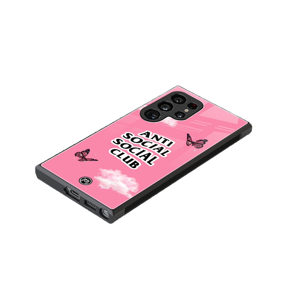 anti social social club pink edition back phone cover | glass case for samsung galaxy s24 ultra
