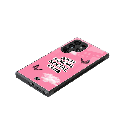 anti social social club pink edition back phone cover | glass case for samsung galaxy s24 ultra