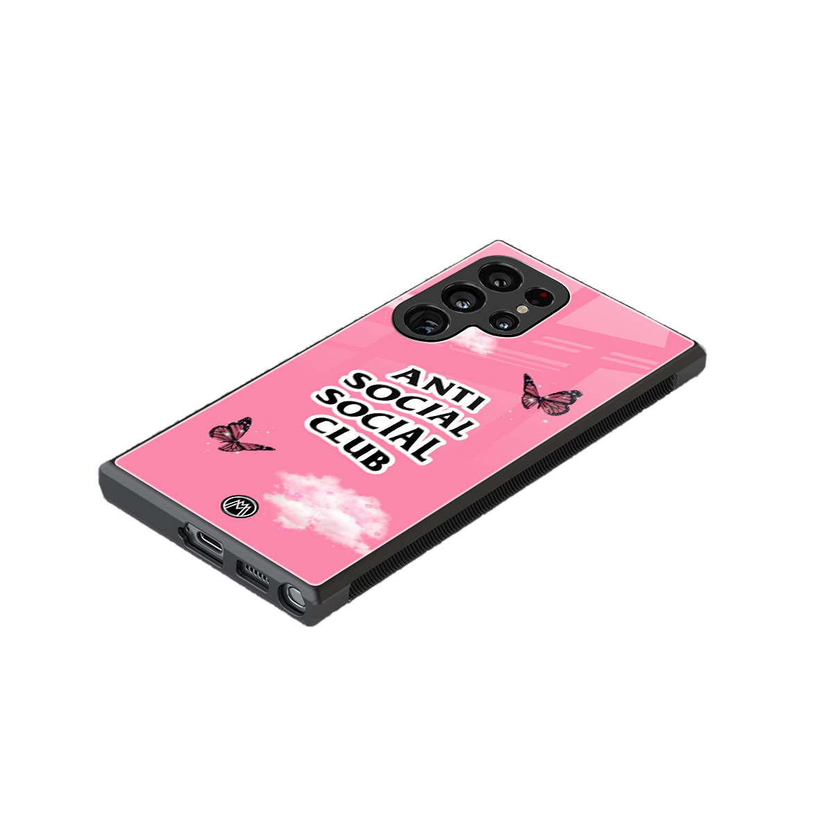 anti social social club pink edition back phone cover | glass case for samsung galaxy s23 ultra
