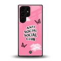 anti social social club pink edition back phone cover | glass case for samsung galaxy s25 ultra