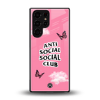 anti social social club pink edition back phone cover | glass case for samsung galaxy s25 ultra