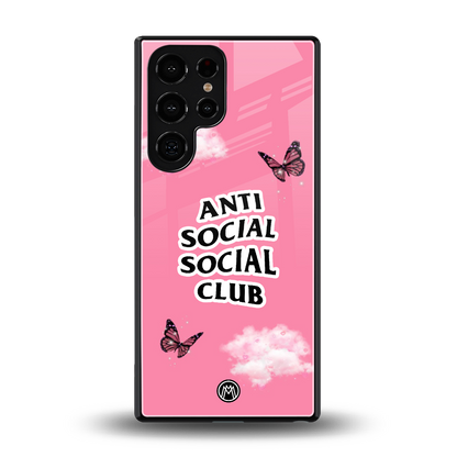 anti social social club pink edition back phone cover | glass case for samsung galaxy s25 ultra