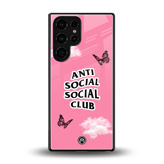 anti social social club pink edition back phone cover | glass case for samsung galaxy s25 ultra