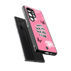 anti social social club pink edition back phone cover | glass case for samsung galaxy s25 ultra
