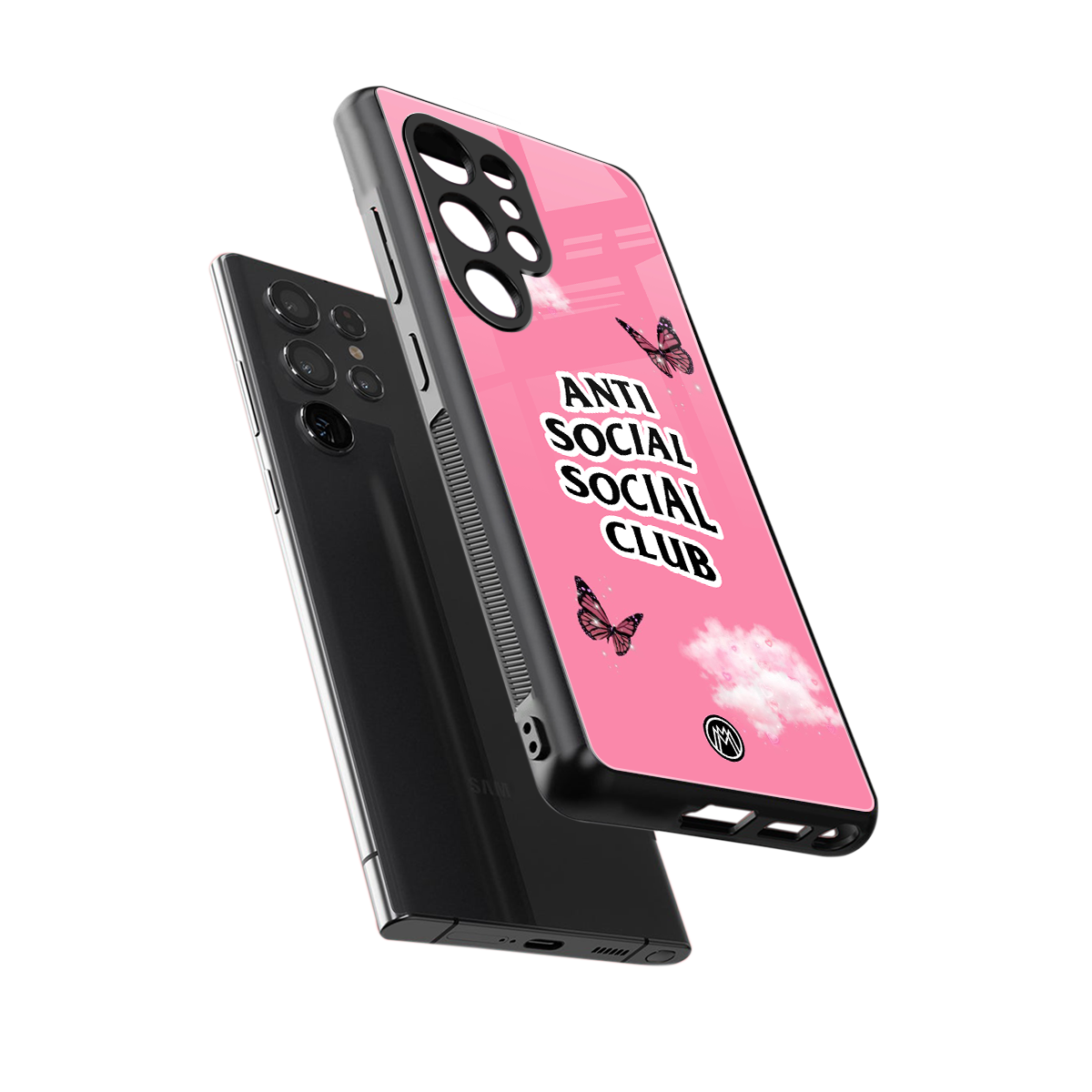 anti social social club pink edition back phone cover | glass case for samsung galaxy s25 ultra