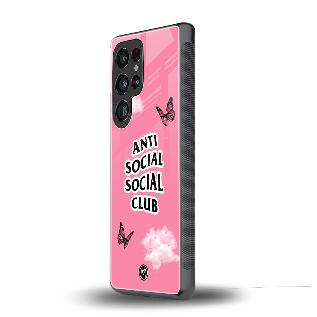 anti social social club pink edition back phone cover | glass case for samsung galaxy s25 ultra