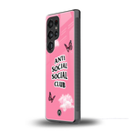 anti social social club pink edition back phone cover | glass case for samsung galaxy s25 ultra