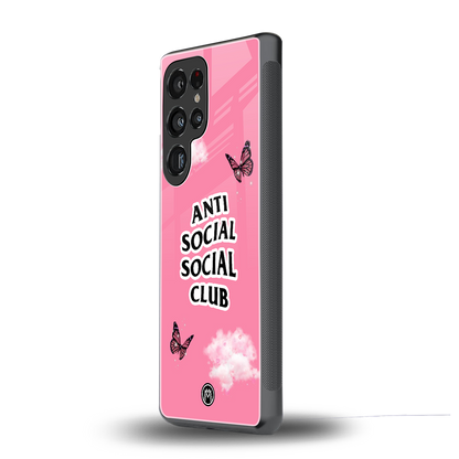 anti social social club pink edition back phone cover | glass case for samsung galaxy s25 ultra