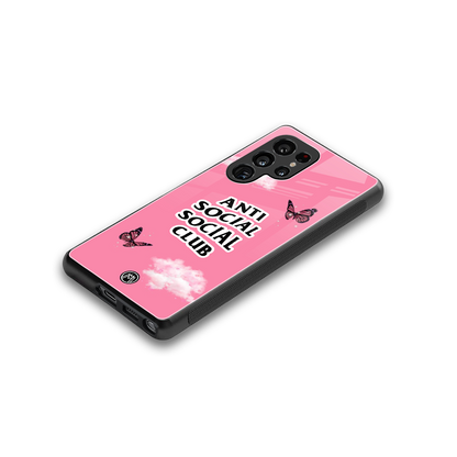 anti social social club pink edition back phone cover | glass case for samsung galaxy s25 ultra