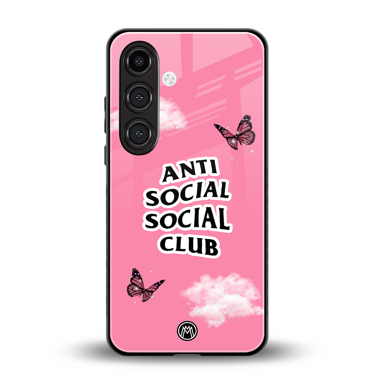 anti social social club pink edition back phone cover | glass case for samsung galaxy s23
