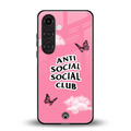 anti social social club pink edition back phone cover | glass case for samsung galaxy s25 plus