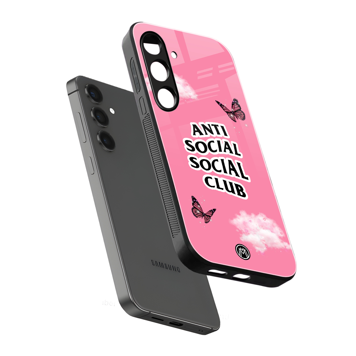 anti social social club pink edition back phone cover | glass case for samsung galaxy s23
