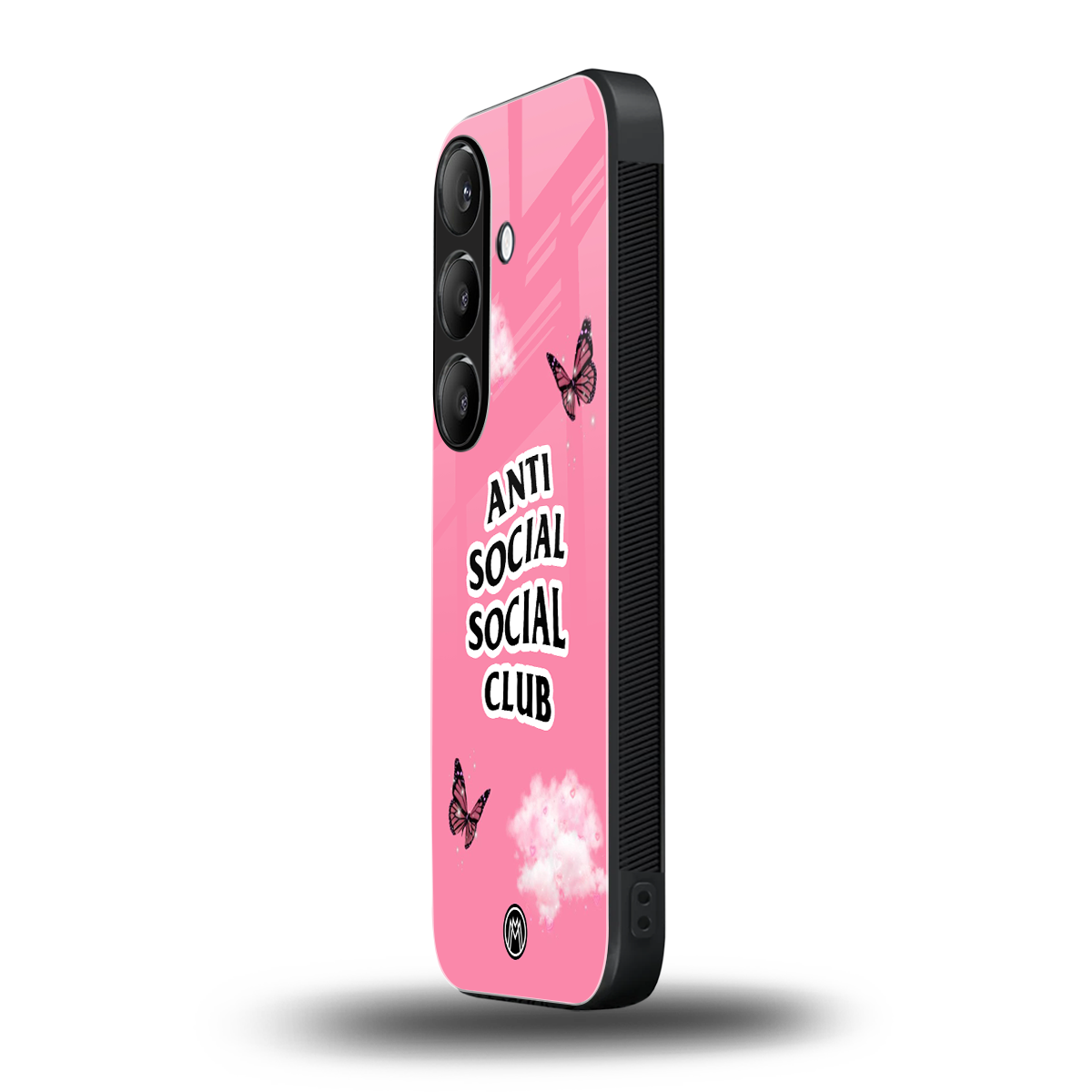 anti social social club pink edition back phone cover | glass case for samsung galaxy s23 plus